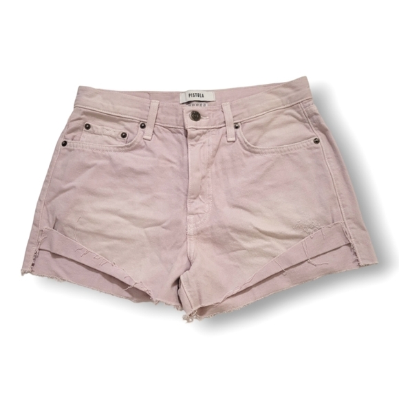 pistola Pants - PISTOLA denim Kylee Relaxed high rise shorts in blush pink